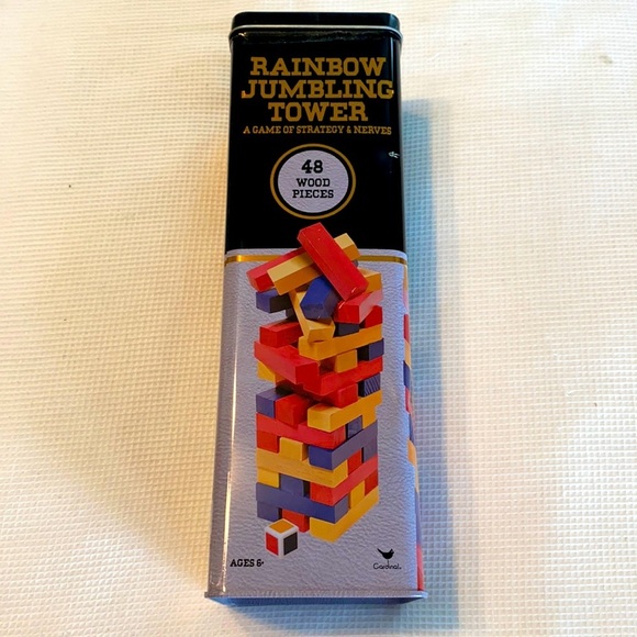Rainbow Jumbling Tower a game of Strategy Tin box 48 Pieces Ages 6+ - Picture 1 of 9